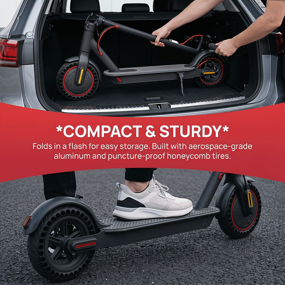 350W Foldable Electric Scooter, Suitable For Urban Use, Campus Travel, And Commuting To Work. It Can Be Easily Stored In The Home Or The Trunk Of A Car. The Front Wheel Has Shock Absorption To Cope With Various Road Conditions.