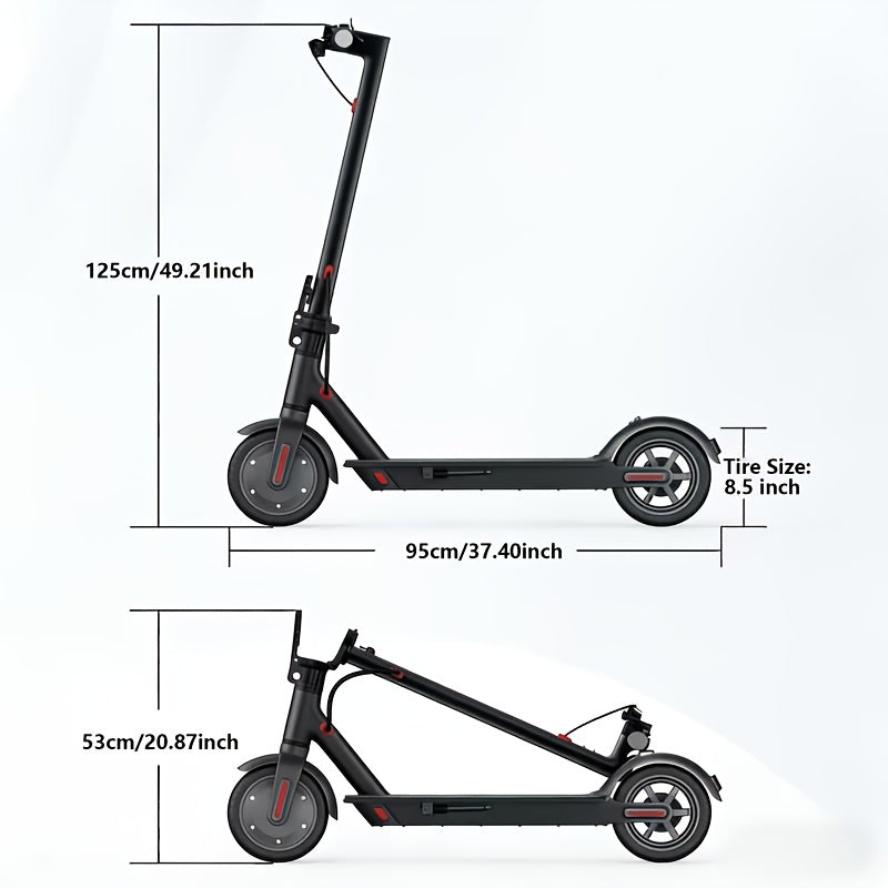 Smart App Foldable Adult Electric Scooter for Daily Commuting, 350W Powerful Motor Delivers 19 Mph Top Speed And 21 Miles Driving Range, Features 8.5 Inch Solid Puncture-proof Tires, Bright LED Lights, Portable Lightweight Travel Scooter
