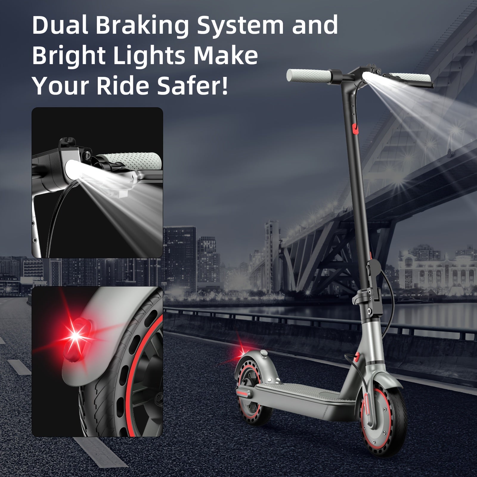 Adult Electric Scooter with A Powerful 350W Motor, Top Speed Of 19 Mph, 21-mile Range, 8.5-inch Honeycomb Tires, 3 Adjustable Speeds, One-button Folding Design, Dual Brakes, And App Control. Suitable for Both Men And Women.