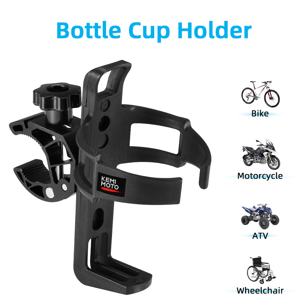 Universal ATV Cup Holder Motorcycle Bottle Holder Universal Drink Holder with 0.6-1.56in Metal Clamp for 20oz Bottle for Bike Boat Stroller Walker Wheelchair Scooter Golf Cart Motorcycle Handbar Accessories