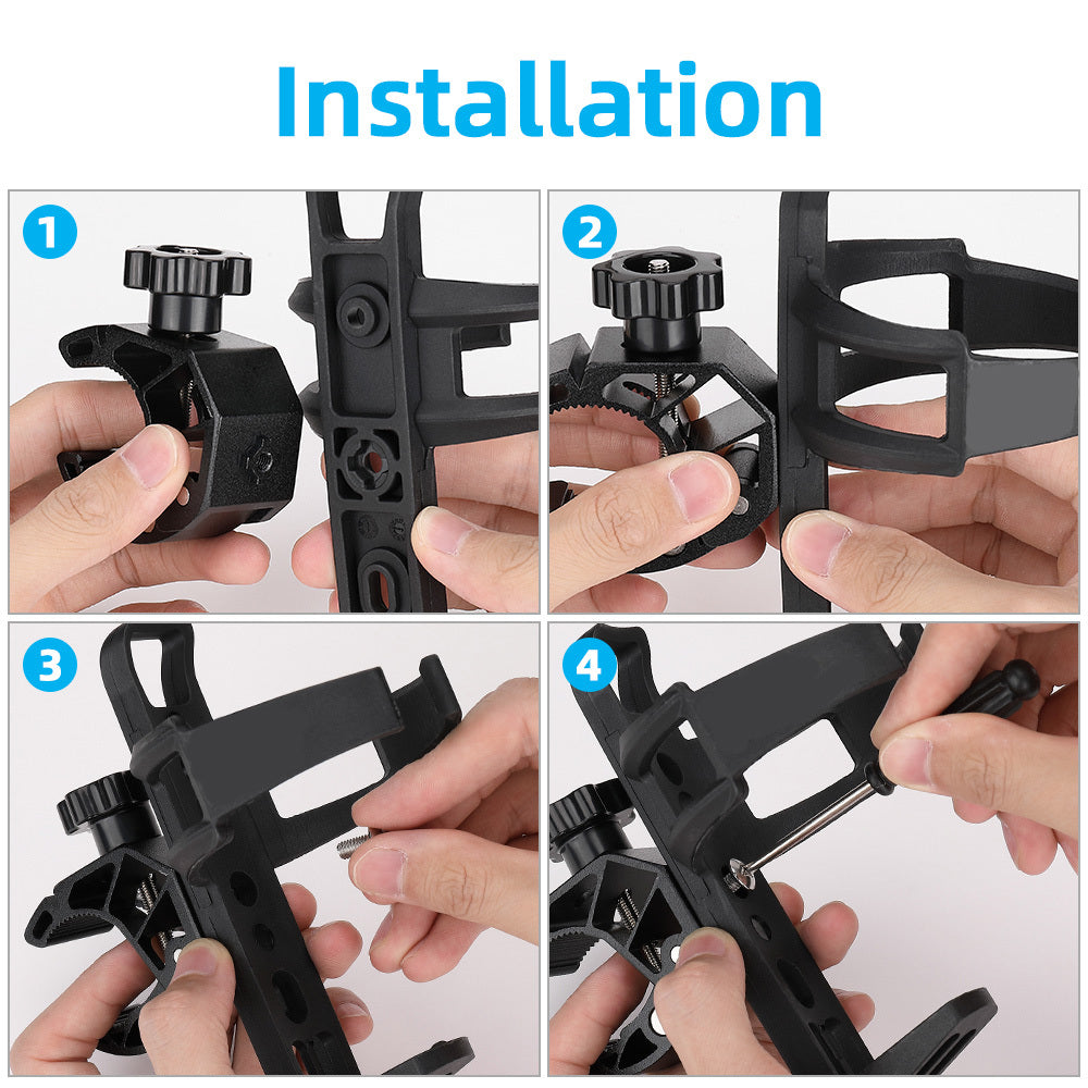 Universal ATV Cup Holder Motorcycle Bottle Holder Universal Drink Holder with 0.6-1.56in Metal Clamp for 20oz Bottle for Bike Boat Stroller Walker Wheelchair Scooter Golf Cart Motorcycle Handbar Accessories