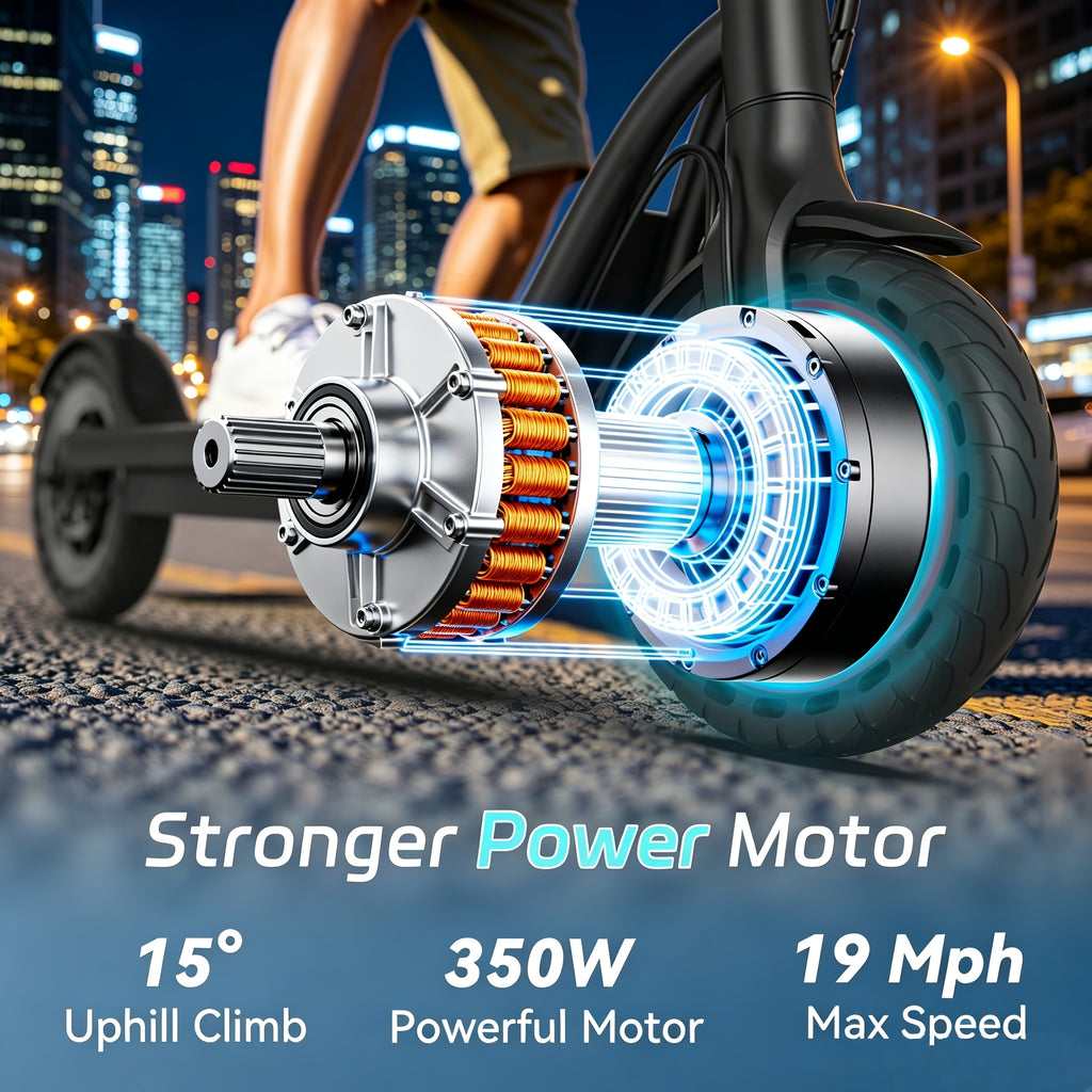 Smart App Foldable Adult Electric Scooter for Daily Commuting, 350W Powerful Motor Delivers 19 Mph Top Speed And 21 Miles Driving Range, Features 8.5 Inch Solid Puncture-proof Tires, Bright LED Lights, Portable Lightweight Travel Scooter