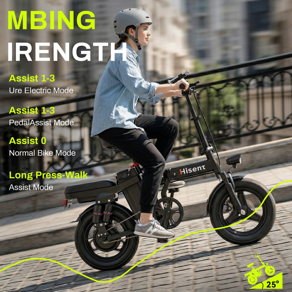 Hisent Electric Scooter, 500W Brushless Motor, Speed 16-19mph, Dual Suspension System, Full Shock Absorption, 48V 10AH-17.5AH Battery (optional), 15-35 Miles Range, 14-inch High-quality Tires
