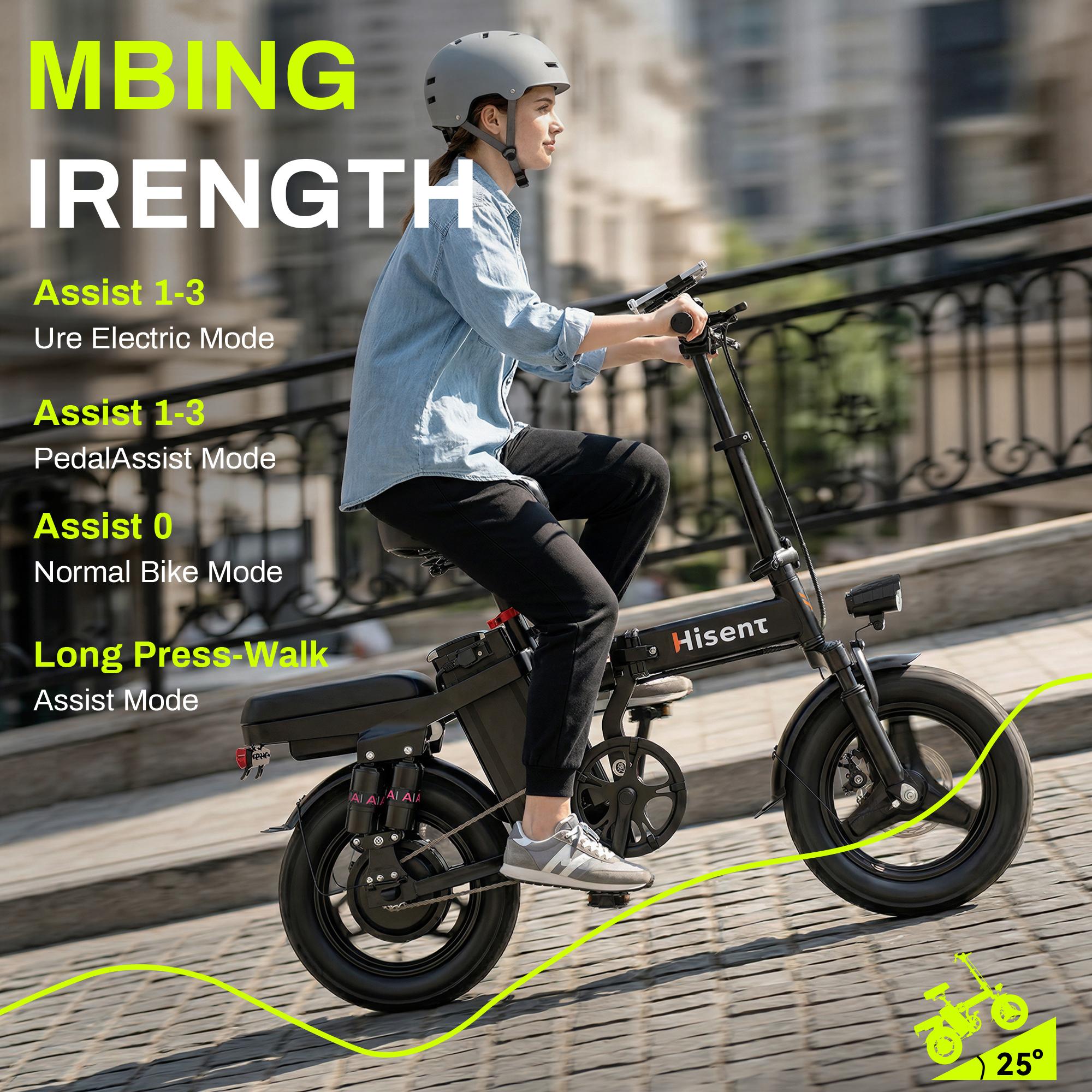 Hisent Electric Scooter, 500W Brushless Motor, Speed 16-19mph, Dual Suspension System, Full Shock Absorption, 48V 10AH-17.5AH Battery (optional), 15-35 Miles Range, 14-inch High-quality Tires