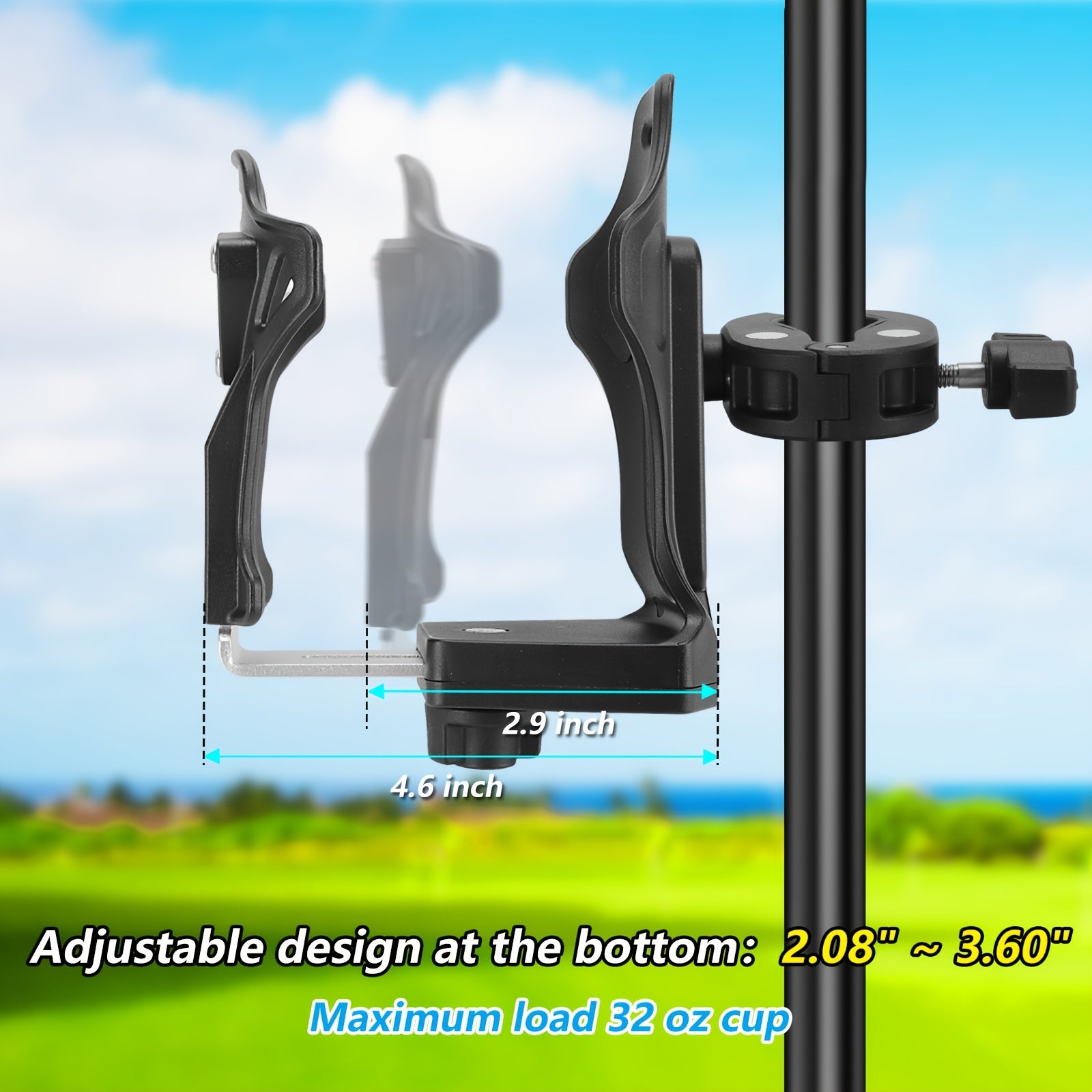 Adjustable Motorcycle Cup Holder, Upgraded Bicycle Cup Holder, Bicycle Water Cup Holder, Suitable for Handlebars And Frames Of Scooters, Strollers, ATVs, Wheelchairs, Tractors, Maximum Load Capacity 32oz