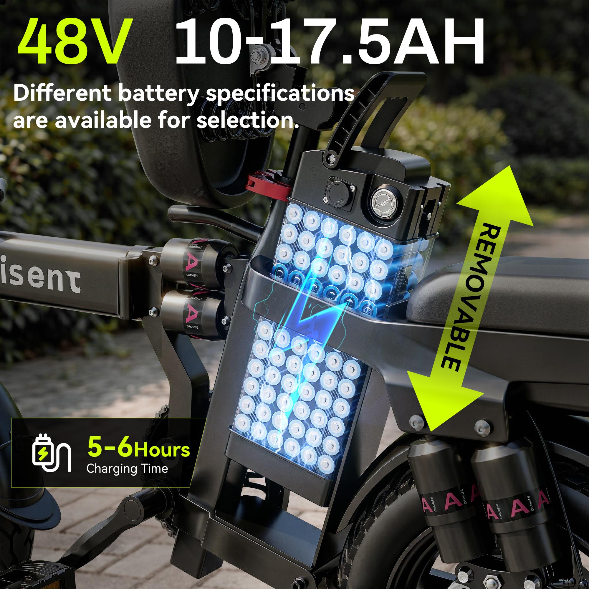 Hisent Electric Scooter, 500W Brushless Motor, Speed 16-19mph, Dual Suspension System, Full Shock Absorption, 48V 10AH-17.5AH Battery (optional), 15-35 Miles Range, 14-inch High-quality Tires