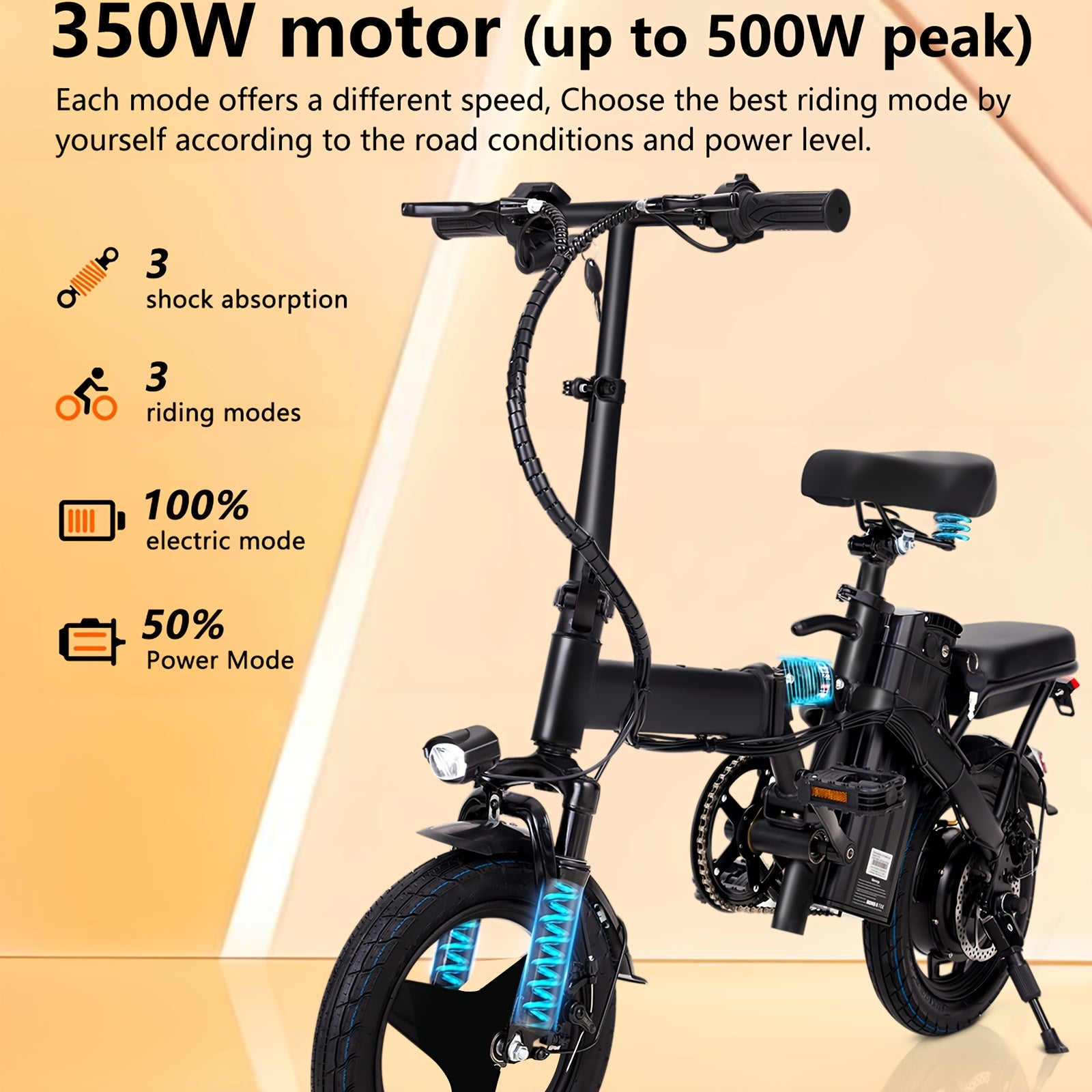 City Commuter, Fast Speed Folding Electric Bike - Powerful Motor, 14-Inch Tires, Commuter-Friendly, Lightweight, Long-Lasting Battery