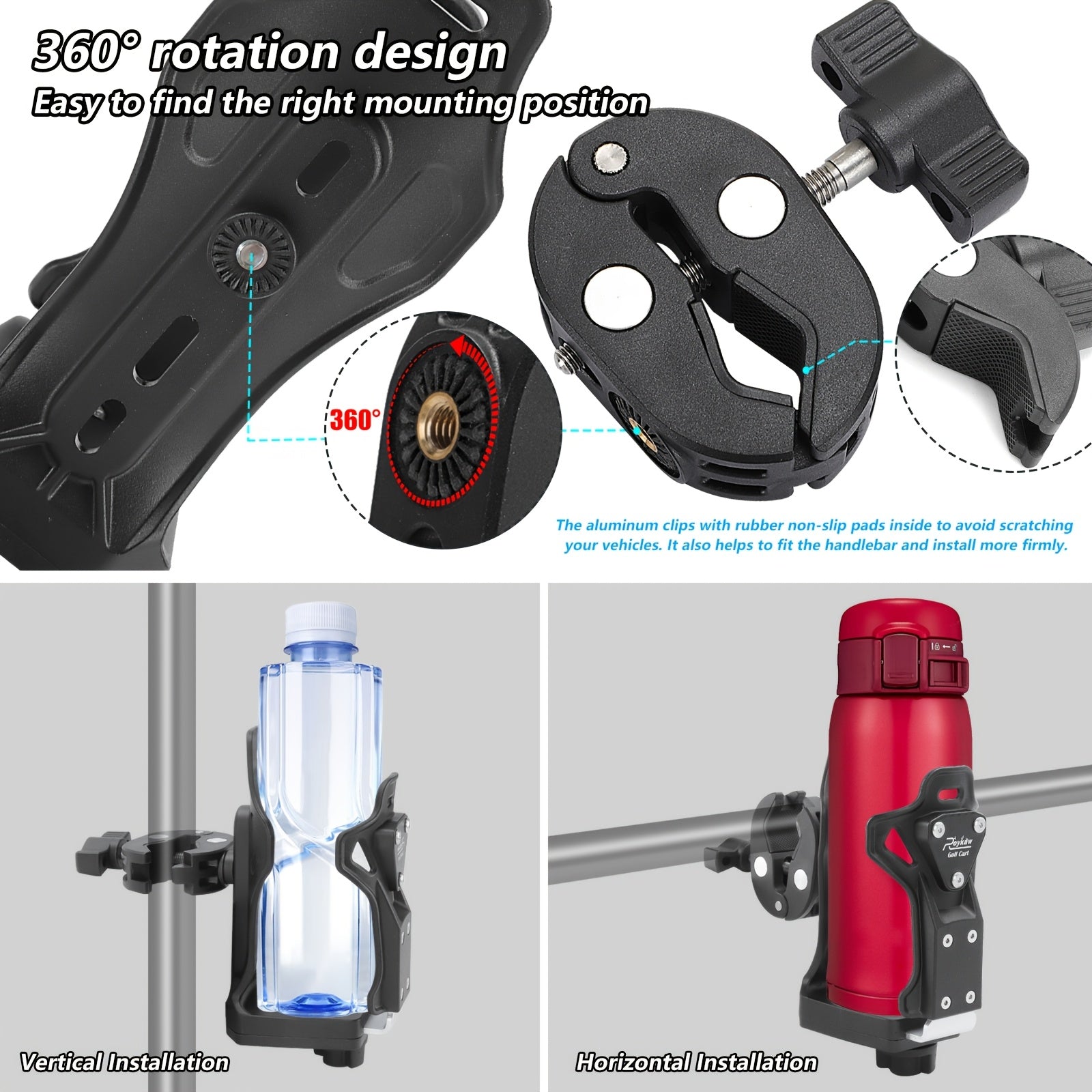 Adjustable Motorcycle Cup Holder, Upgraded Bicycle Cup Holder, Bicycle Water Cup Holder, Suitable for Handlebars And Frames Of Scooters, Strollers, ATVs, Wheelchairs, Tractors, Maximum Load Capacity 32oz