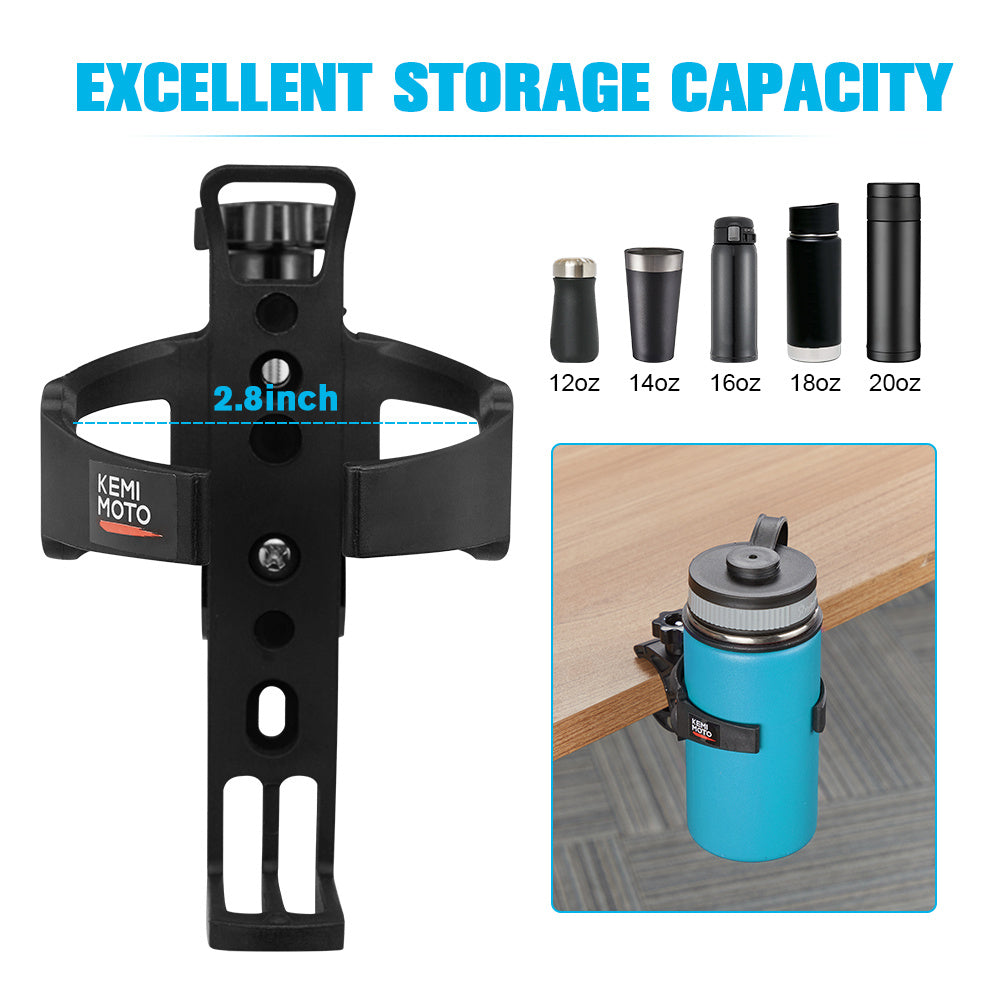 Universal ATV Cup Holder Motorcycle Bottle Holder Universal Drink Holder with 0.6-1.56in Metal Clamp for 20oz Bottle for Bike Boat Stroller Walker Wheelchair Scooter Golf Cart Motorcycle Handbar Accessories