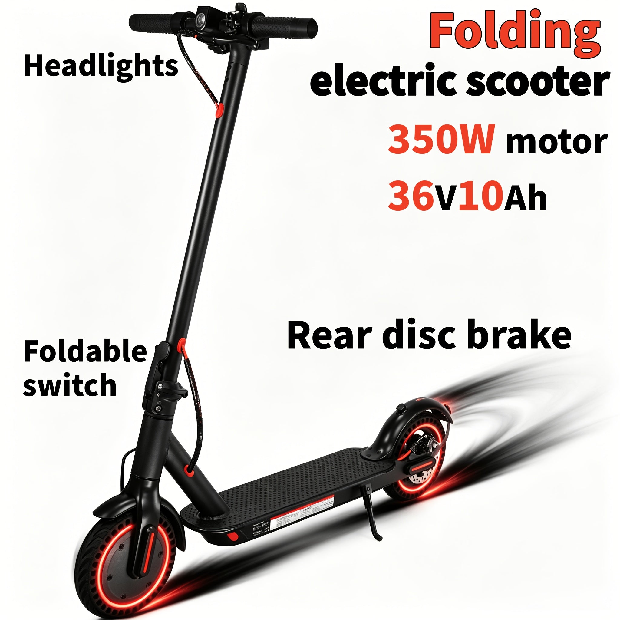 350W Foldable Electric Scooter, Suitable For Urban Use, Campus Travel, And Commuting To Work. It Can Be Easily Stored In The Home Or The Trunk Of A Car. The Front Wheel Has Shock Absorption To Cope With Various Road Conditions.