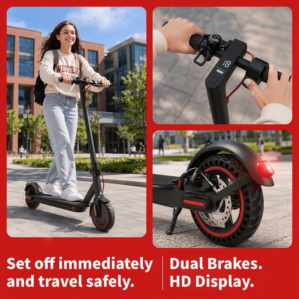 350W Foldable Electric Scooter, Suitable For Urban Use, Campus Travel, And Commuting To Work. It Can Be Easily Stored In The Home Or The Trunk Of A Car. The Front Wheel Has Shock Absorption To Cope With Various Road Conditions.