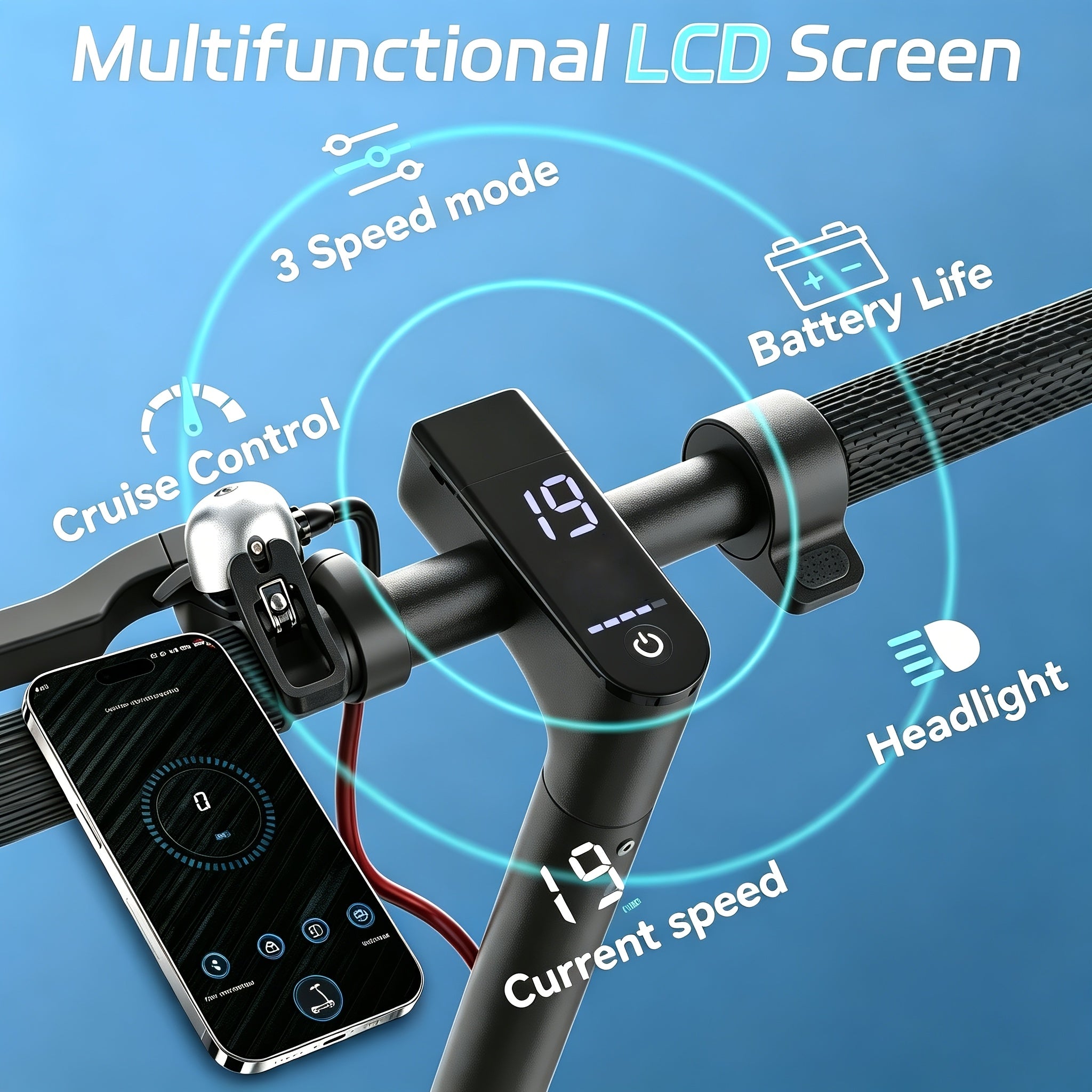 Smart App Foldable Adult Electric Scooter for Daily Commuting, 350W Powerful Motor Delivers 19 Mph Top Speed And 21 Miles Driving Range, Features 8.5 Inch Solid Puncture-proof Tires, Bright LED Lights, Portable Lightweight Travel Scooter