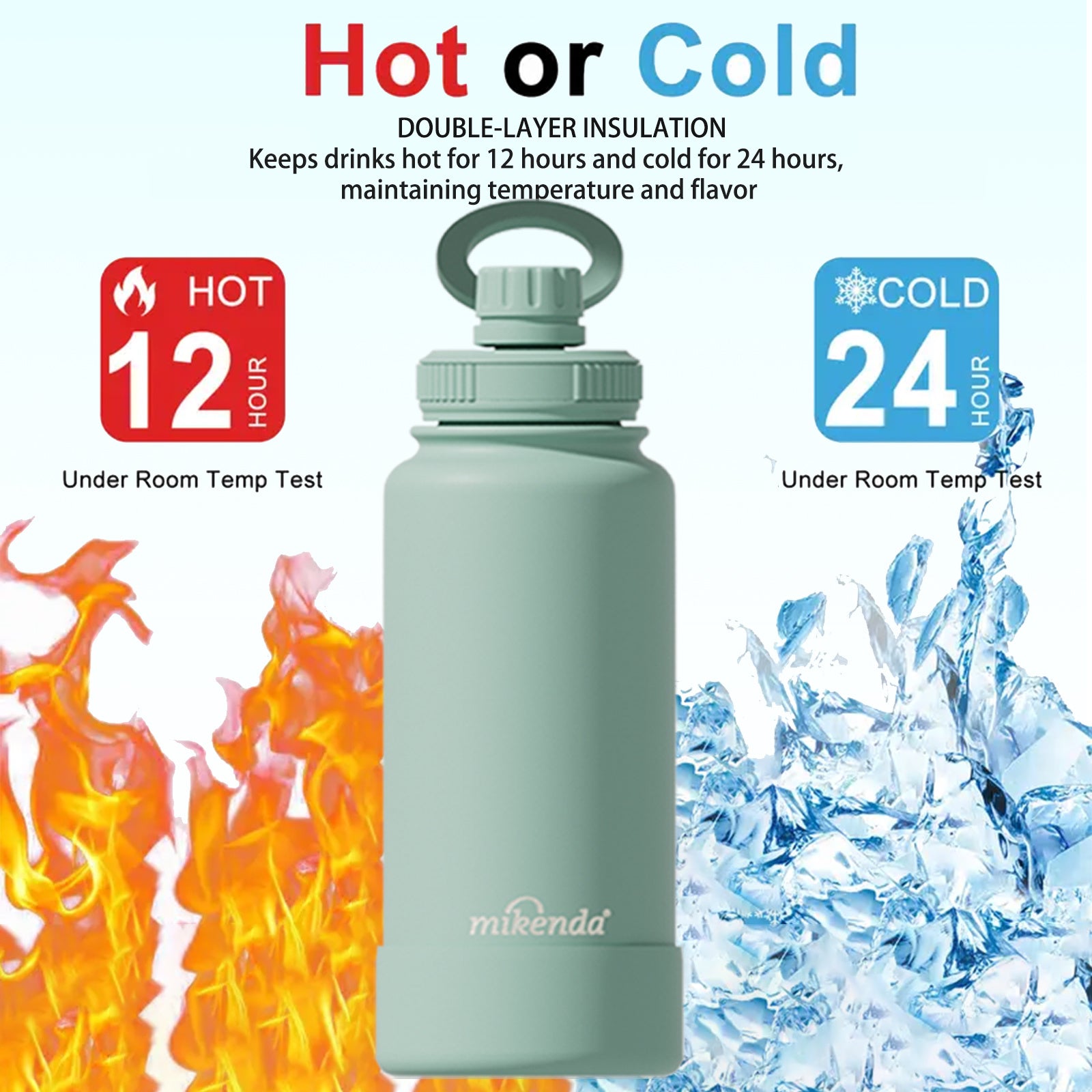 A 32-Ounce Mikenda Magnetic Stainless Steel Insulated Water Bottle, Featuring a Smart Magnetic Phone Holder, a Leak-Proof Lid, And Double-Layer Vacuum That Keeps Drinks Hot for 12 Hours And Cold for 24 Hours. It'S Perfect for Fitness, Travel