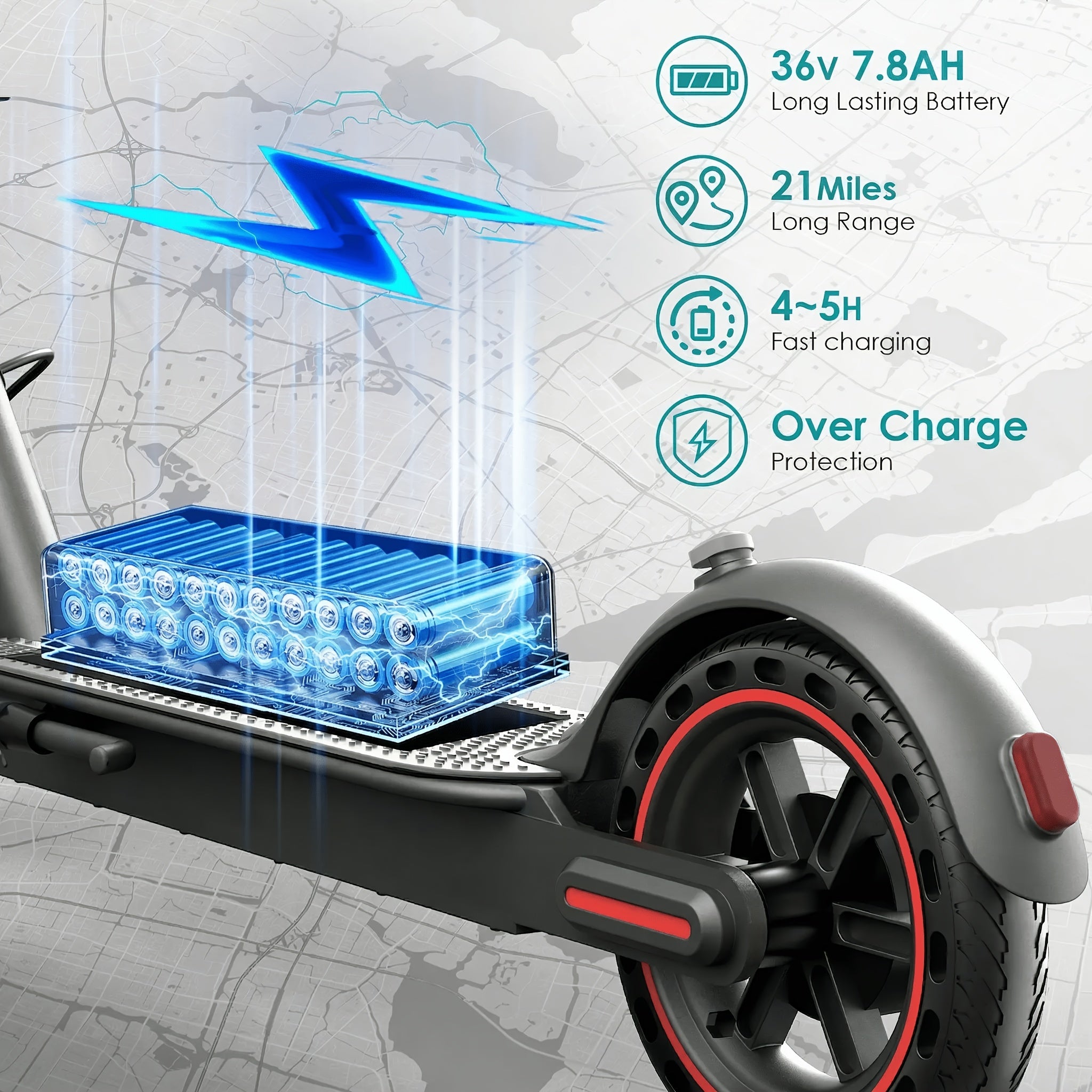 Adult Electric Scooter with A Powerful 350W Motor, Top Speed Of 19 Mph, 21-mile Range, 8.5-inch Honeycomb Tires, 3 Adjustable Speeds, One-button Folding Design, Dual Brakes, And App Control. Suitable for Both Men And Women.