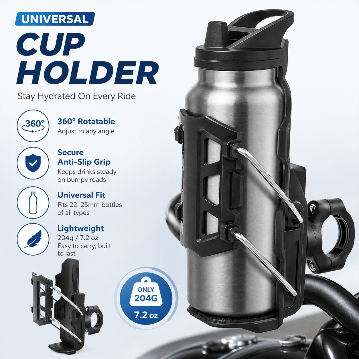 2\u002F3pcs Universal Bike Water Bottle Holder, Black Plastic + Metal Material, 360° Rotatable Anti-slip Drink Cage, Fits 22-25mm Water Bottles, Compatible With Bicycles, Motorcycles, ATVs, Boats, And Outdoor Riding, A Summer Travel Essential.