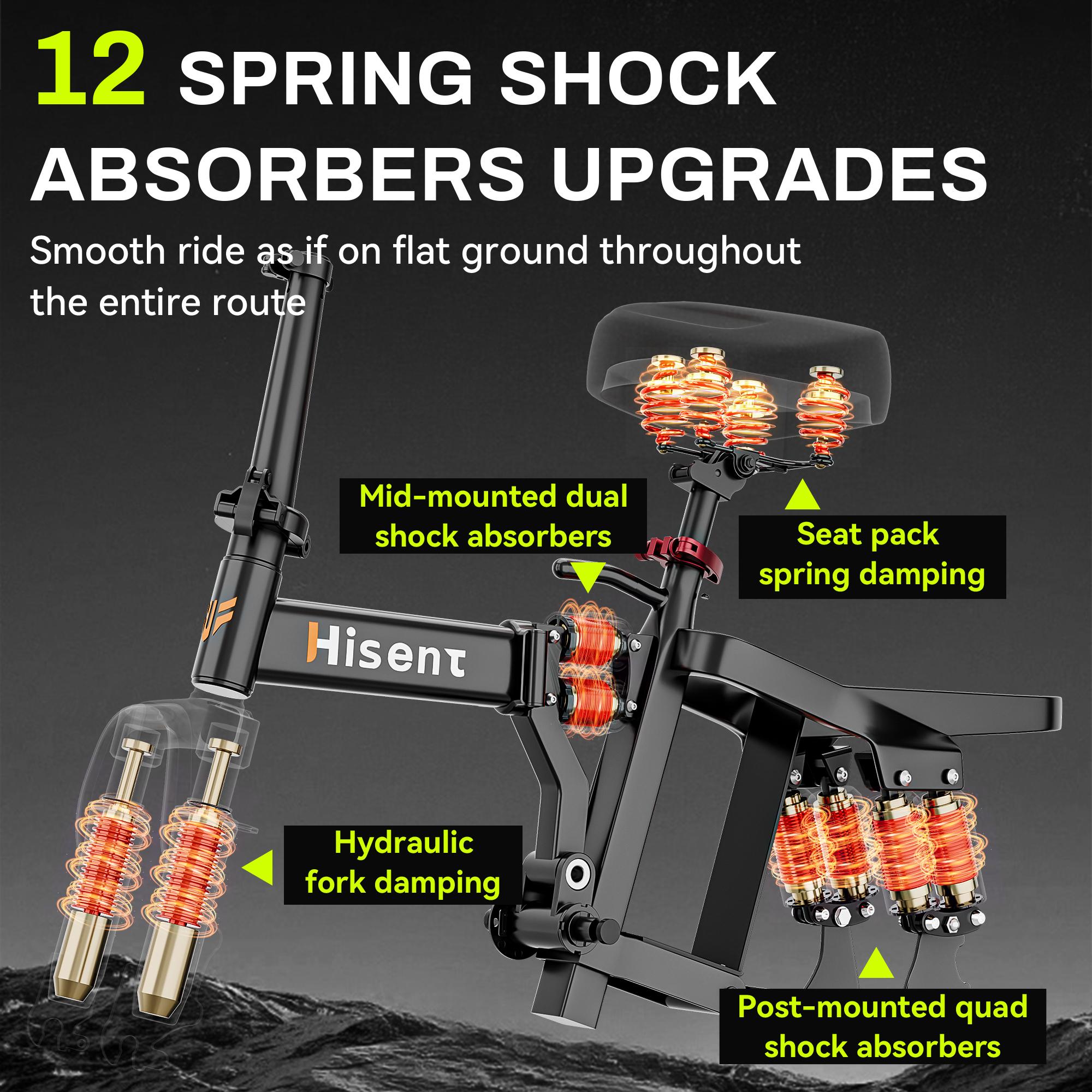 Hisent Electric Scooter, 500W Brushless Motor, Speed 16-19mph, Dual Suspension System, Full Shock Absorption, 48V 10AH-17.5AH Battery (optional), 15-35 Miles Range, 14-inch High-quality Tires