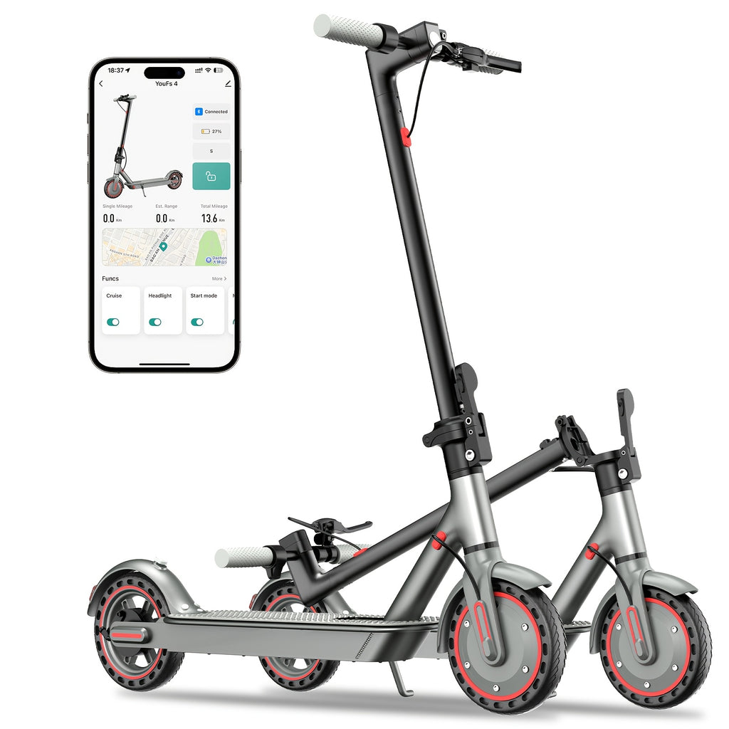 Adult Electric Scooter with A Powerful 350W Motor, Top Speed Of 19 Mph, 21-mile Range, 8.5-inch Honeycomb Tires, 3 Adjustable Speeds, One-button Folding Design, Dual Brakes, And App Control. Suitable for Both Men And Women.