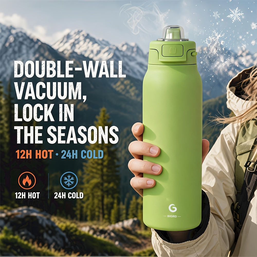 BIGRD 32.46oz Outdoor Camping Vacuum Insulated Flask, Leak-Proof Double Wall Water Bottle, Keeps Hot And Cold for Hiking Backpacking Adventure Travel