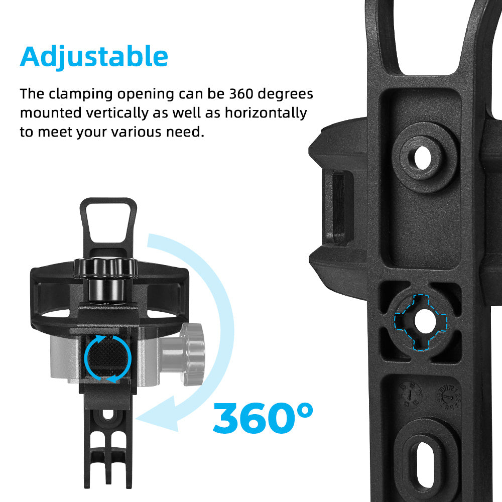 Universal ATV Cup Holder Motorcycle Bottle Holder Universal Drink Holder with 0.6-1.56in Metal Clamp for 20oz Bottle for Bike Boat Stroller Walker Wheelchair Scooter Golf Cart Motorcycle Handbar Accessories