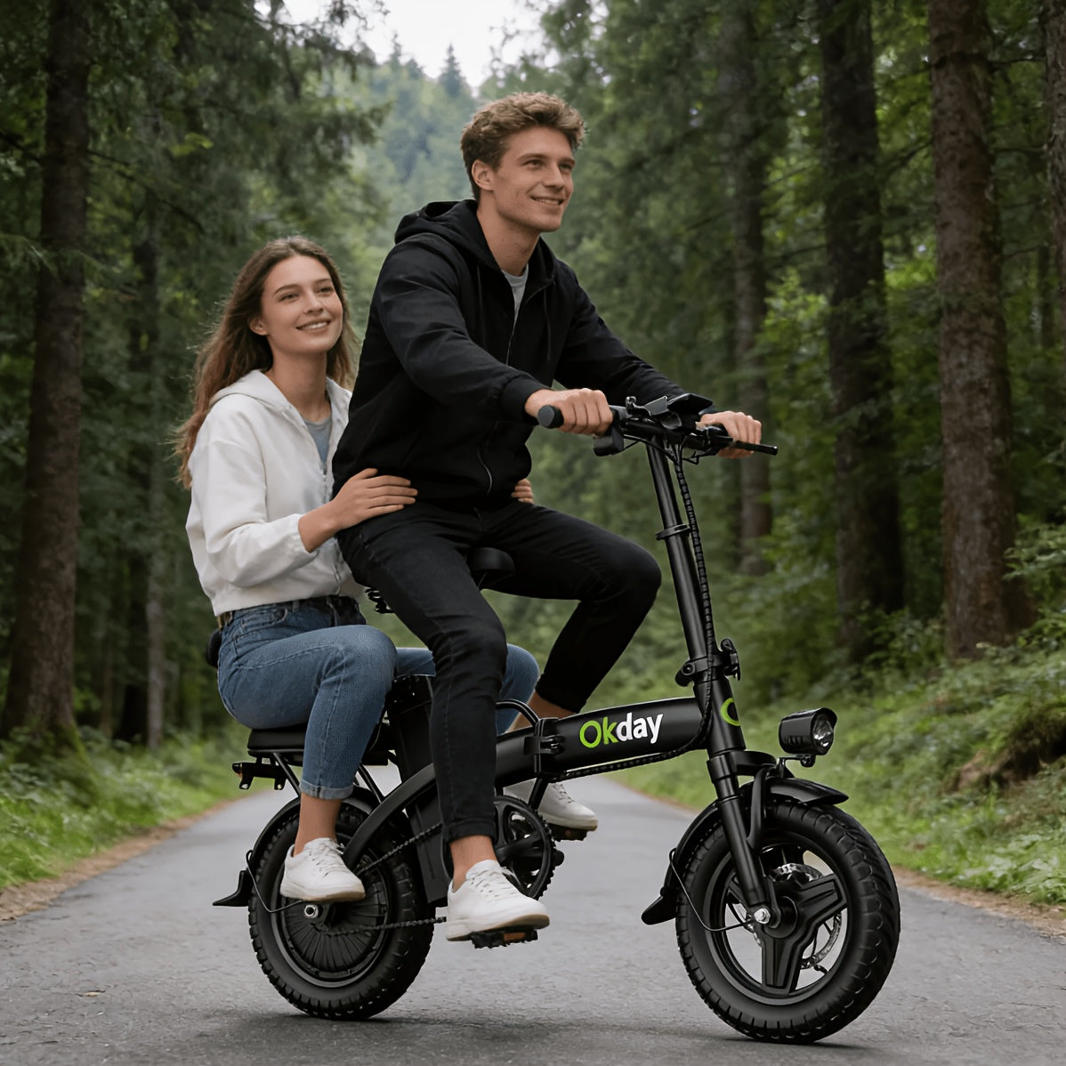 400W High-power Electric Bicycle - Long Range & 19 MPH, Foldable Portable Electric Scooter, Equipped with Dual Brakes, 14-inch All-terrain Tire Wheels, Dual Power Batteries\u002Felectric Mode - Perfect Experience