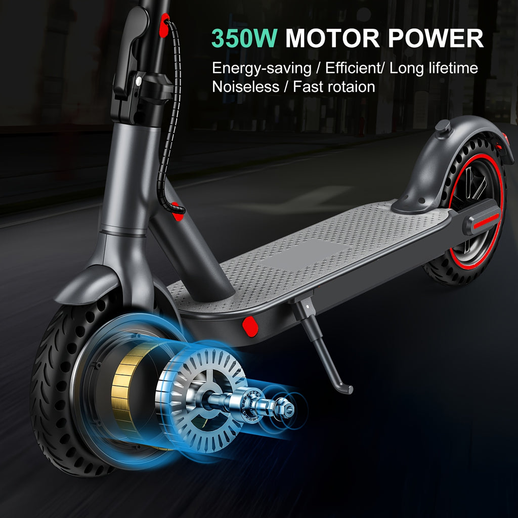 Adult Electric Scooter with A Powerful 350W Motor, Top Speed Of 19 Mph, 21-mile Range, 8.5-inch Honeycomb Tires, 3 Adjustable Speeds, One-button Folding Design, Dual Brakes, And App Control. Suitable for Both Men And Women.