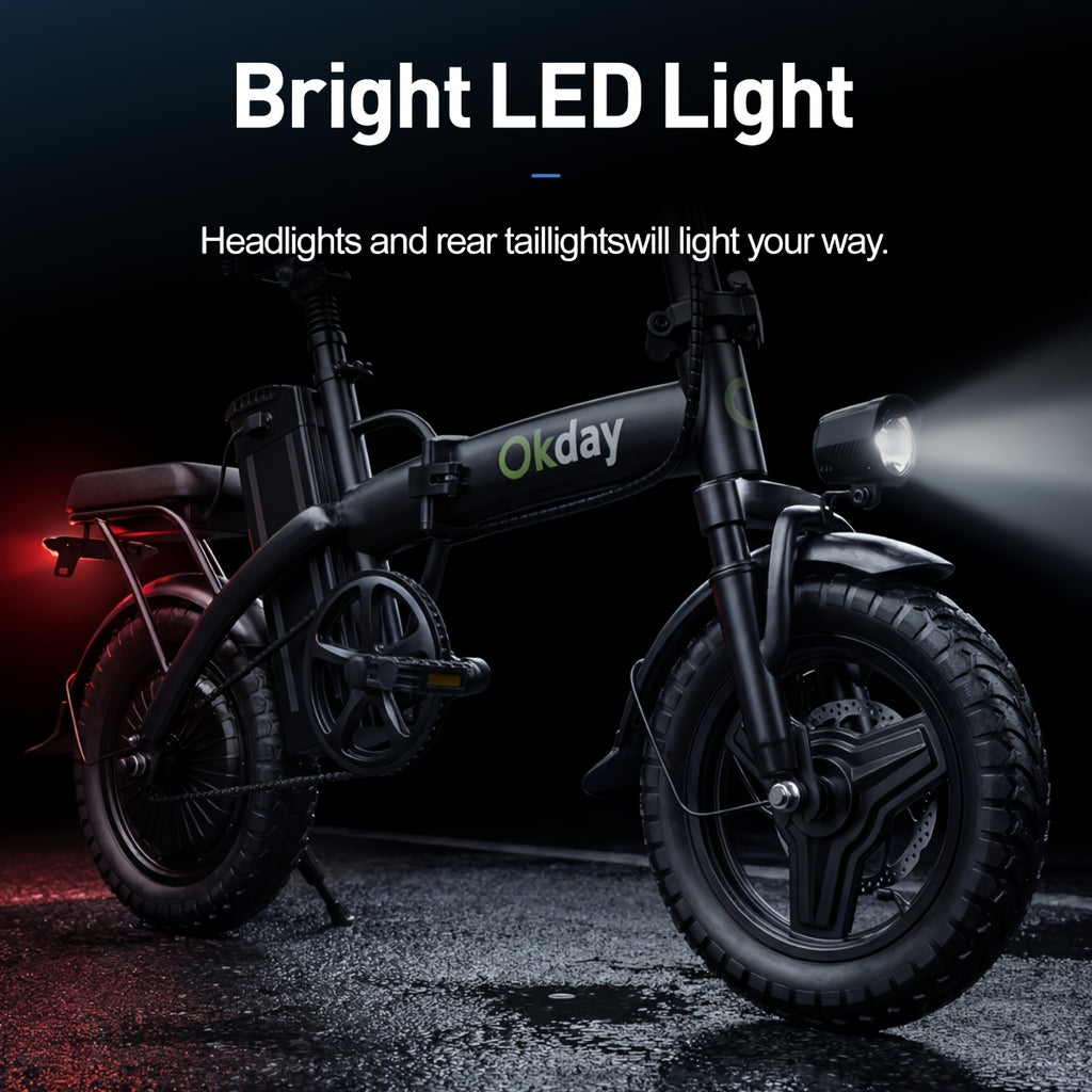 400W High-power Electric Bicycle - Long Range & 19 MPH, Foldable Portable Electric Scooter, Equipped with Dual Brakes, 14-inch All-terrain Tire Wheels, Dual Power Batteries\u002Felectric Mode - Perfect Experience