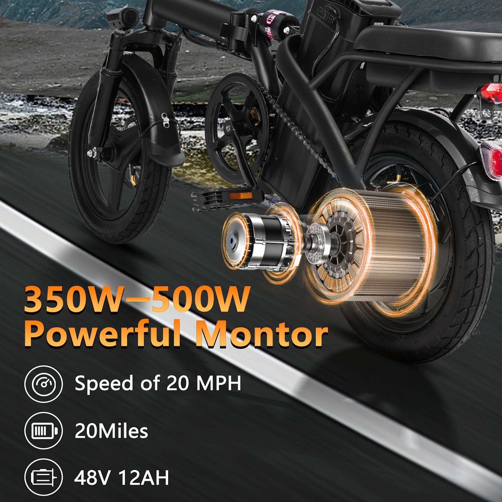 City Commuter, Fast Speed Folding Electric Bike - Powerful Motor, 14-Inch Tires, Commuter-Friendly, Lightweight, Long-Lasting Battery