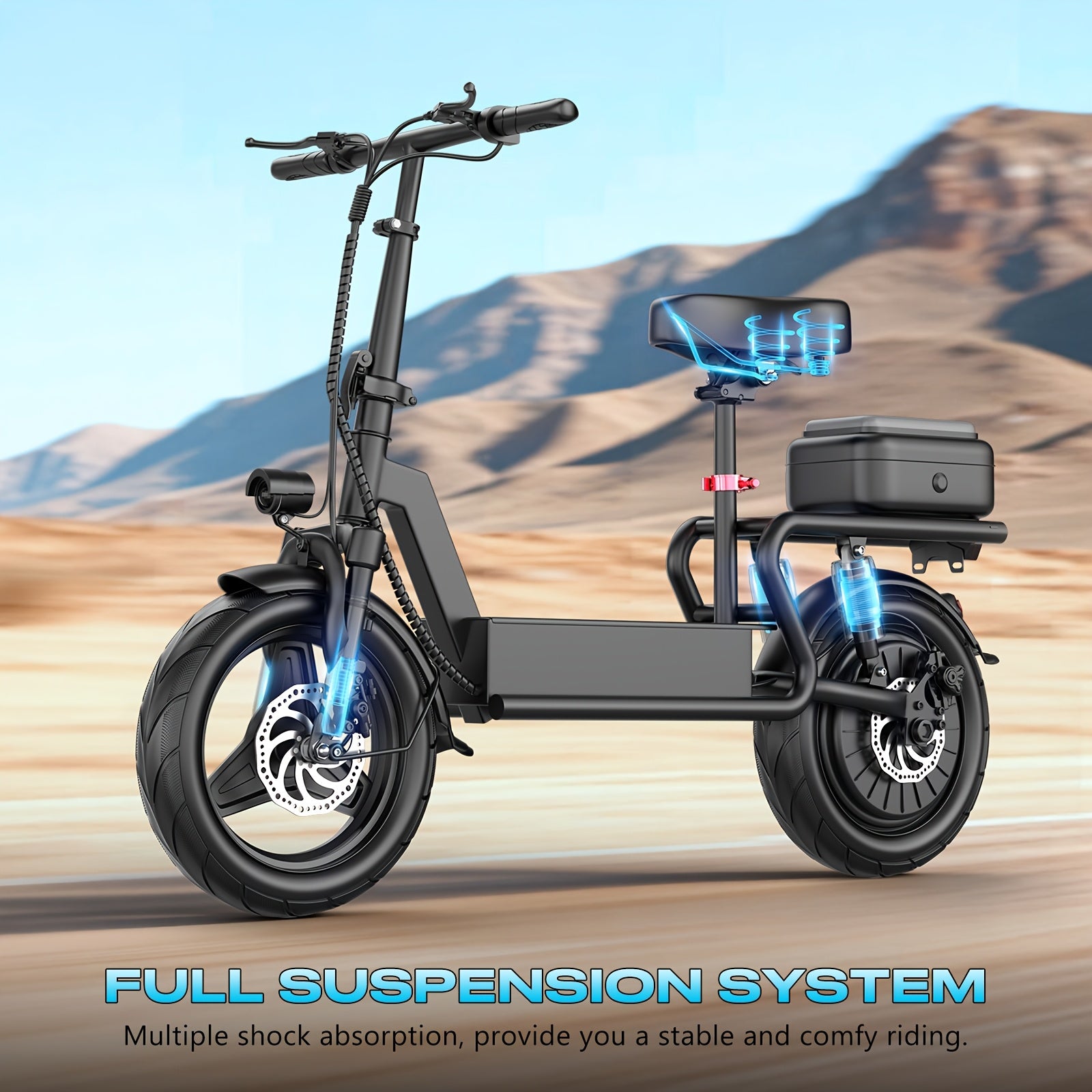 749W Peak Motor Electric Scooter - 48V 18AH Battery, 35 Miles Range, 14 Inch Tires, Urban Commuter E-Bike with 5-6H Charging