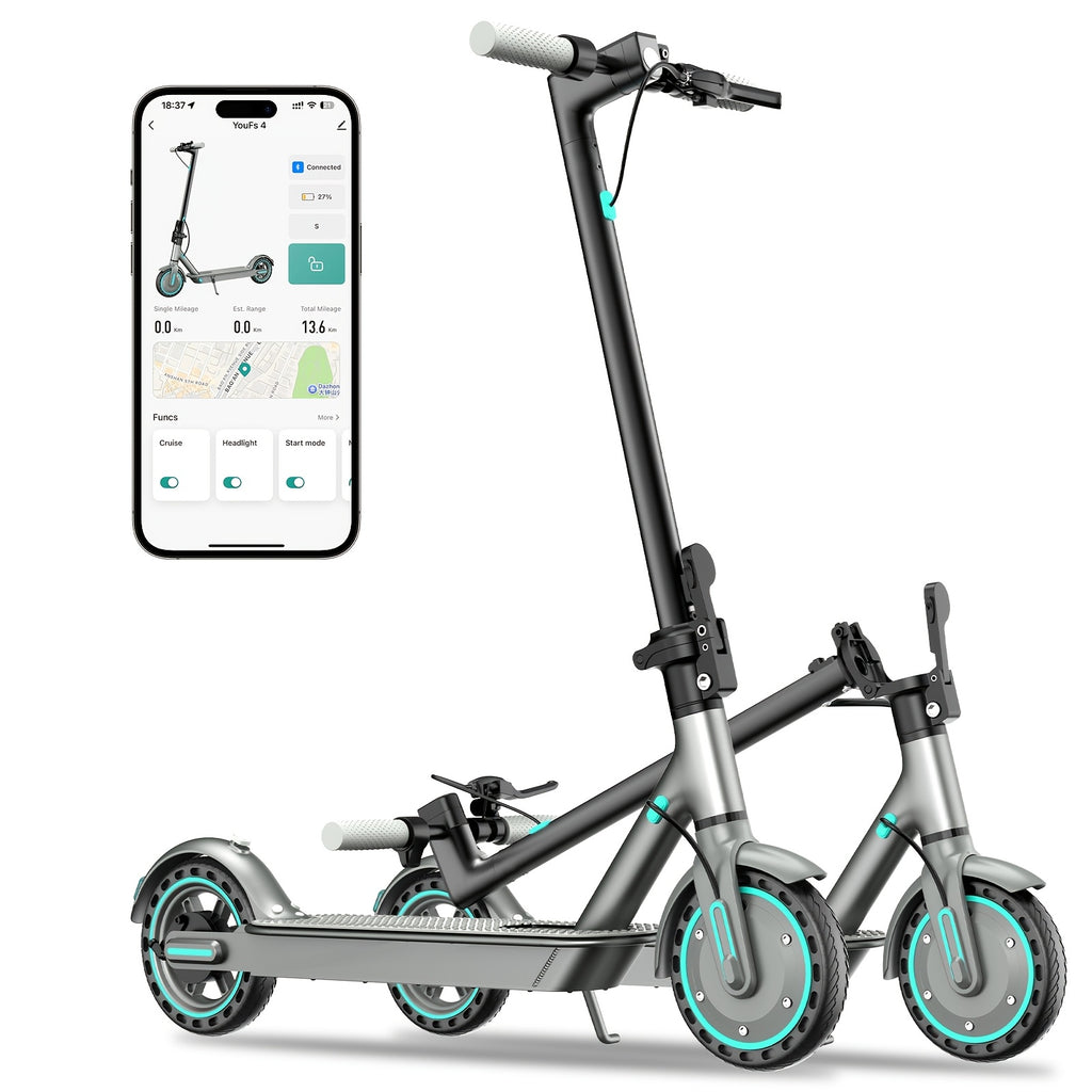 Adult Electric Scooter with A Powerful 350W Motor, Top Speed Of 19 Mph, 21-mile Range, 8.5-inch Honeycomb Tires, 3 Adjustable Speeds, One-button Folding Design, Dual Brakes, And App Control. Suitable for Both Men And Women.