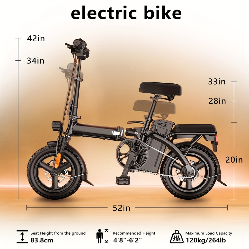 City Commuter, Fast Speed Folding Electric Bike - Powerful Motor, 14-Inch Tires, Commuter-Friendly, Lightweight, Long-Lasting Battery